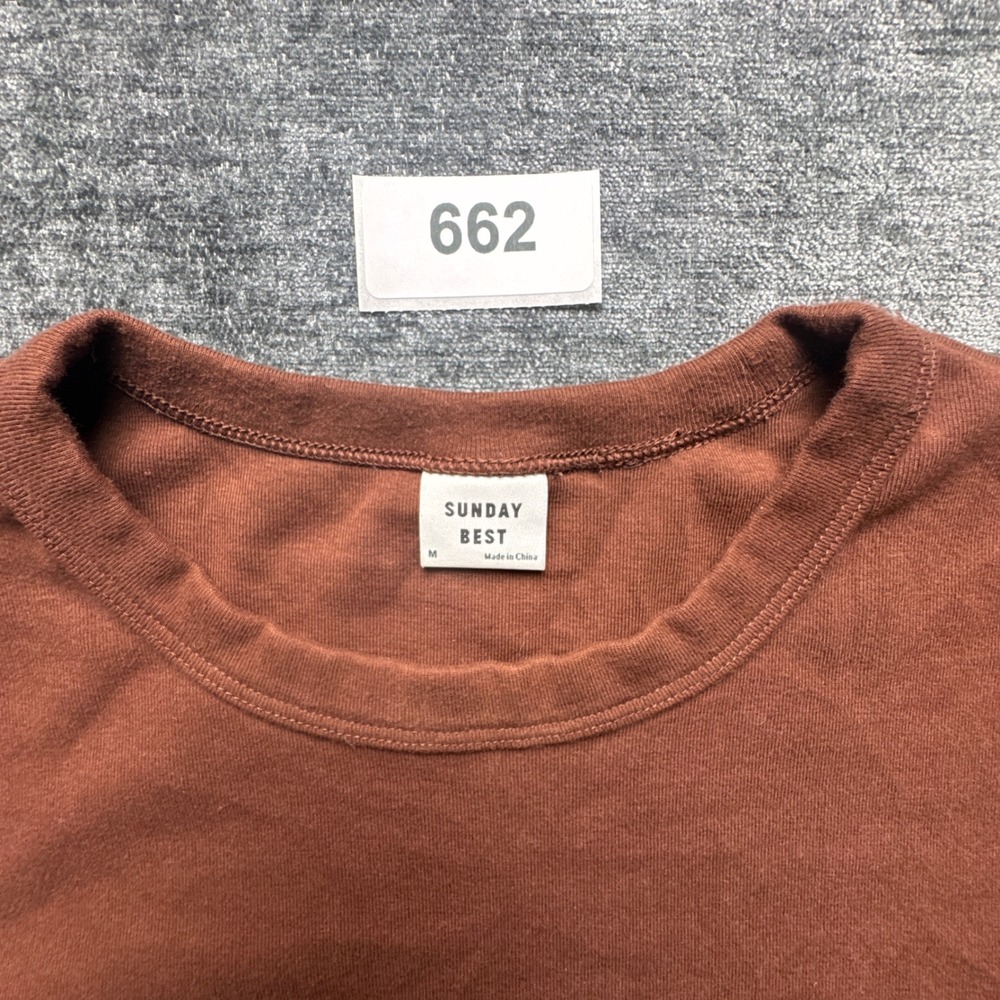 Sunday Best Aritzia Cropped Tee Shirt Womens Medium Brown Short Sleeve Crew Neck - Picture 13 of 16